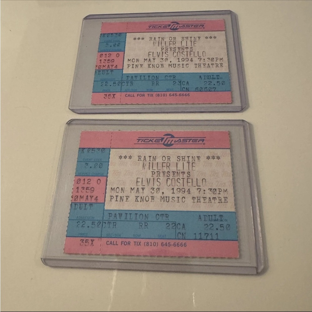 Vintage 90s Elvis Costello Ticket Stub 1994 Concert Tour Detroit Michigan